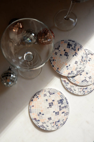 Disco Ball Reusable Chipboard Coasters