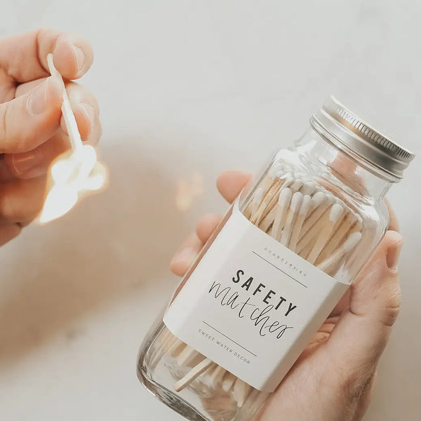 White Safety Matches - Glass Jar