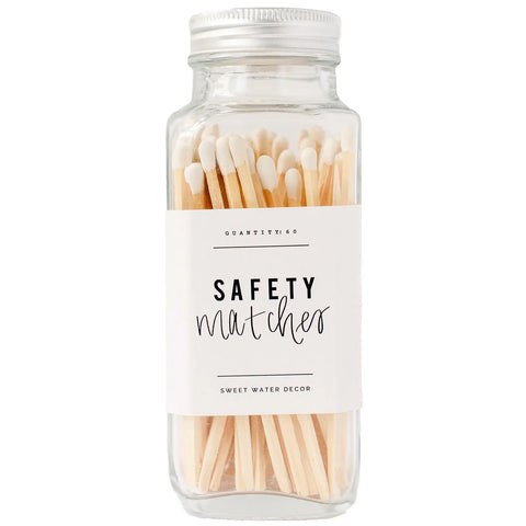 White Safety Matches - Glass Jar