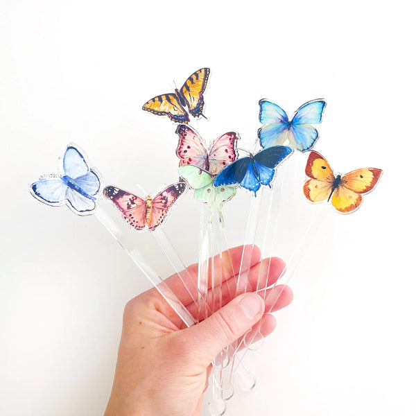 Rainbow Butterflies Assorted Set Acrylic Stir Sticks