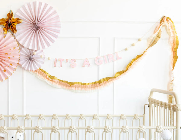 Paper Banner - Cream/Pink/Gold Crepe