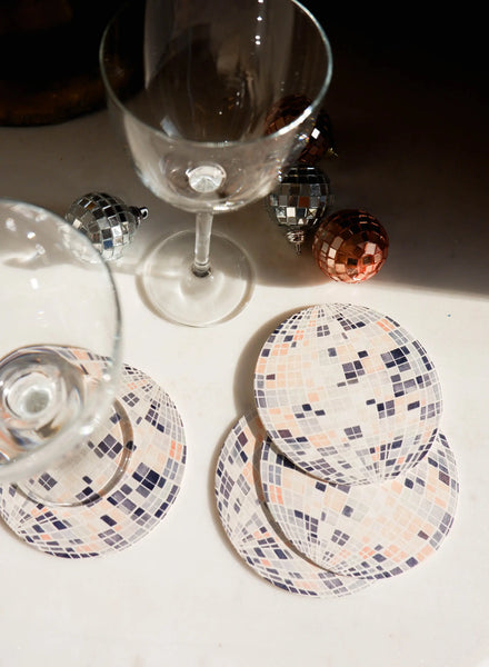 Disco Ball Reusable Chipboard Coasters