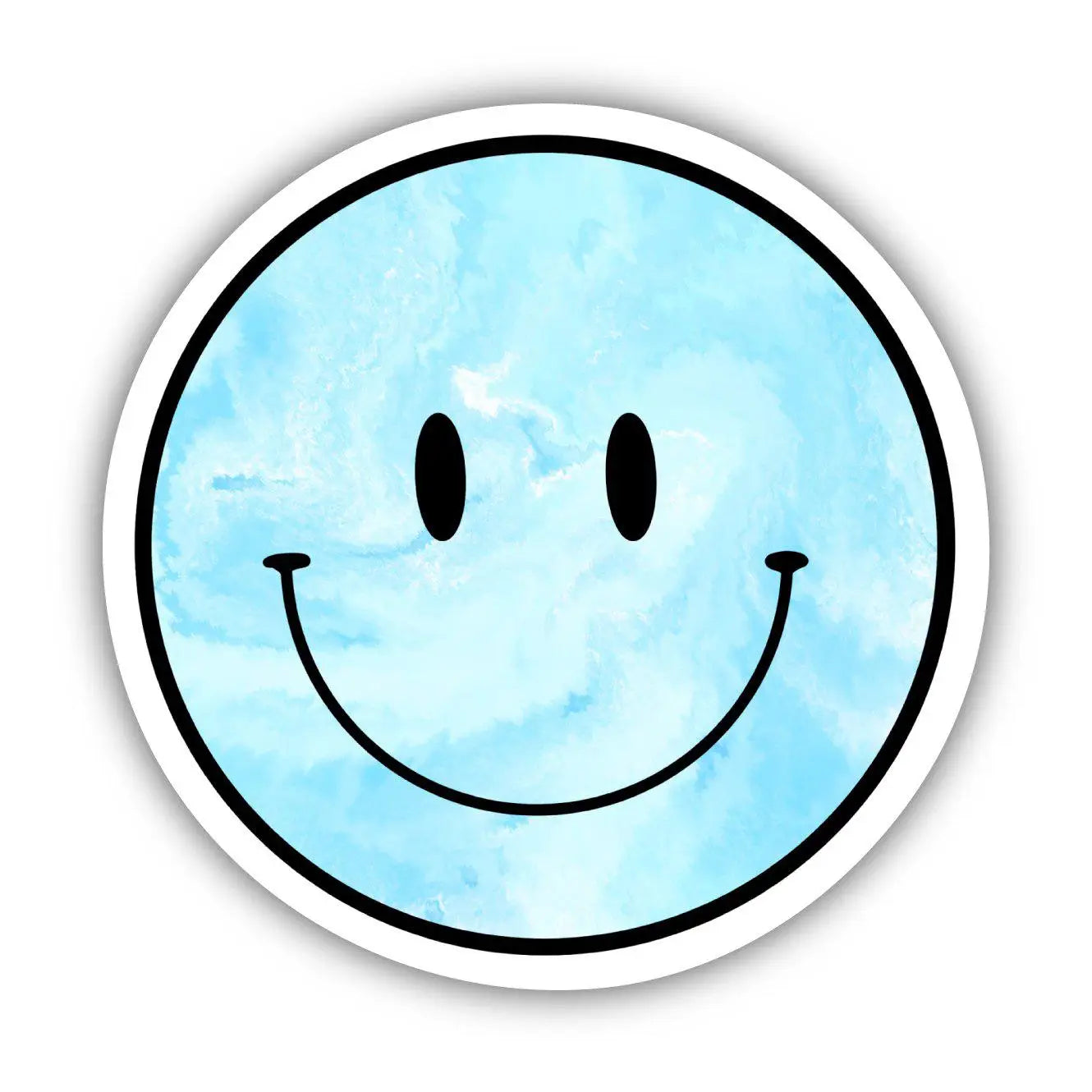 Blue Tie Dye Smiley Face Aesthetic Sticker