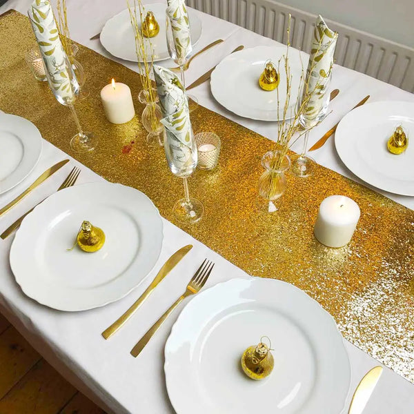 Luxe Gold Glitter Table Runner