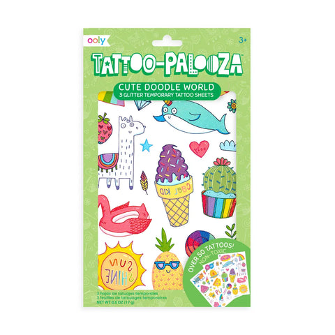 Tattoo Palooza Temporary Tattoo: Cute Doodle World